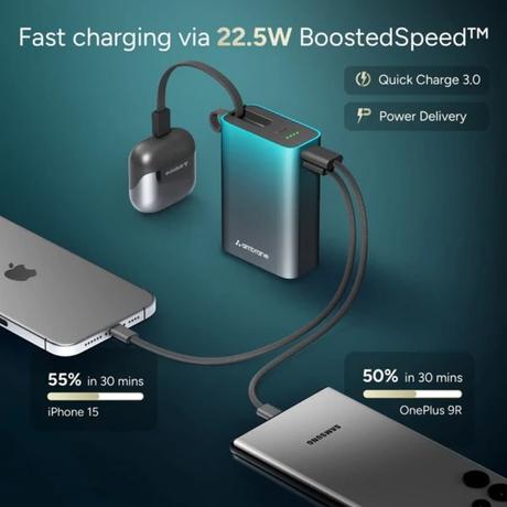Ambrane MiniCharge20 22.5 Watt 20000 mAH Power Bank, Black-5
