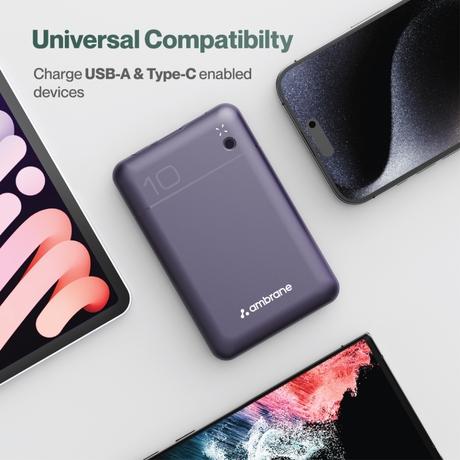 Ambrane Pocket Charge 22.5 W 10000 mAh Power Bank, Purple-1