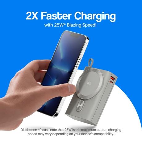 Ambrane AerosynQ Orbit 20000 mAh 35 W Qi2 MagSafe Power Bank, Titanium-6
