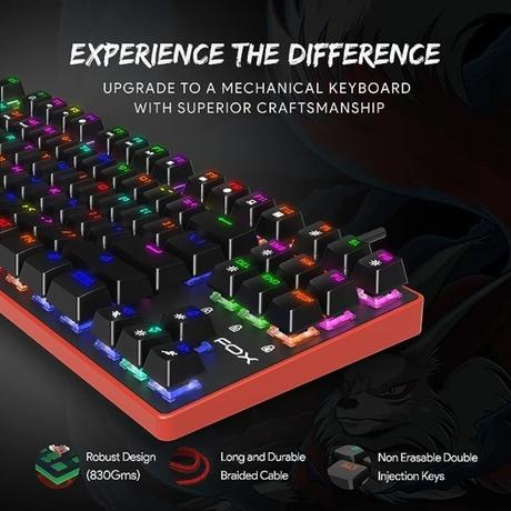Amkette EvoFox Katana Pro TKL Mechanical Keyboard, Red-1