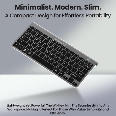 Amkette Wi-Key Mini Wireless Keyboard and Mouse Combo, Grey-1