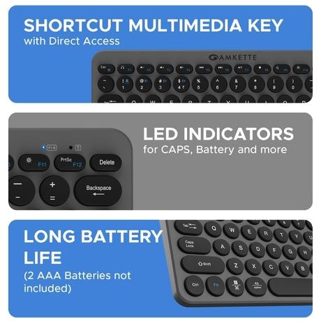 Amkette Optimus 4 in 1 Bluetooth Wireless Keyboard, Grey-4