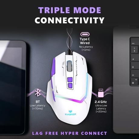 LGB HSC BE ALIEN WHITE 初期 Evofox Banshee Rechargeable Wireless Gaming Mouse, White