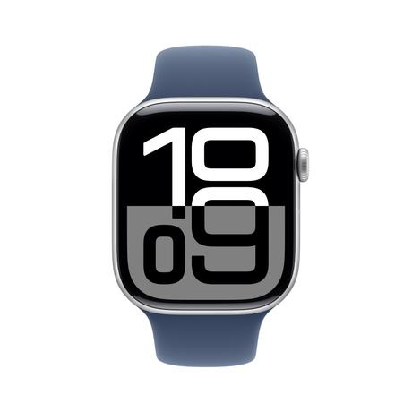 Apple Watch Series 10 GPS + Cellular 46 mm Silver Aluminium Case with Denim Sport Band - S/M-2