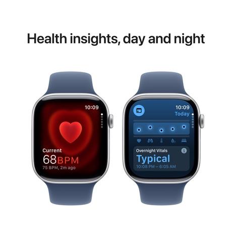 Apple Watch Series 10 GPS + Cellular 46 mm Silver Aluminium Case with Denim Sport Band - S/M-5
