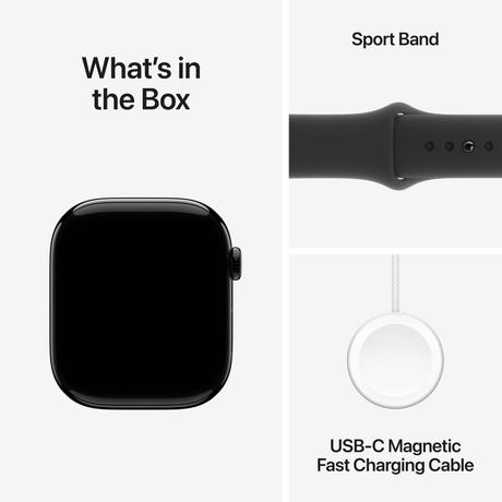 Apple Watch Series 10 GPS + Cellular 46 mm Jet Black Aluminium Case with Black Sport Band - M/L-9
