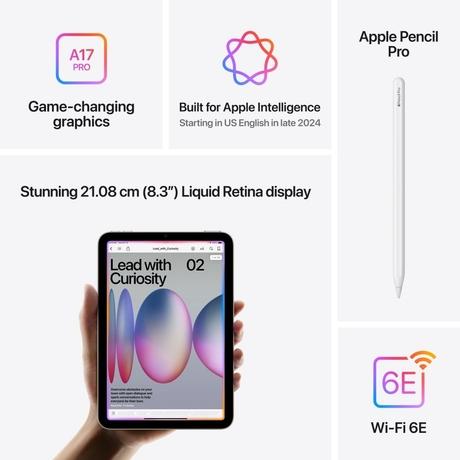 Apple iPad Mini A17 Pro 2024 21.08 cm (8.3 inch) WiFi Tablet, 256 GB, Space Grey, MXNA3HN/A-6