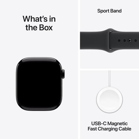 Apple Watch Series 11 GPS 42 mm Jet Black Aluminium Case with Black Sport Band - S/M-8