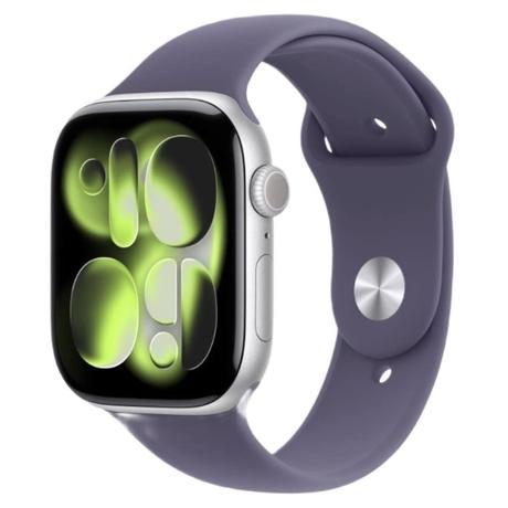 Apple Watch Series 11 GPS 46 mm Silver Aluminium Case with Purple Fog Sport Band - M/L-0