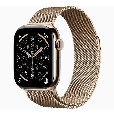 Apple Watch Series 11 GPS + Cellular 42 mm Gold Titanium Case with Gold Milanese Loop-0