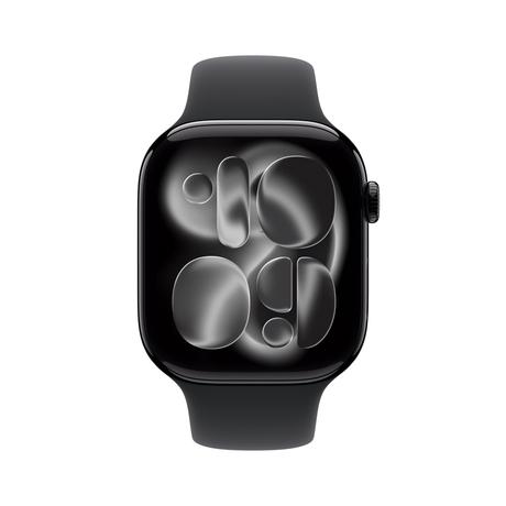 Apple Watch Series 11 GPS + Cellular 46 mm Jet Black Aluminium Case with Black Sport Band - M/L-1