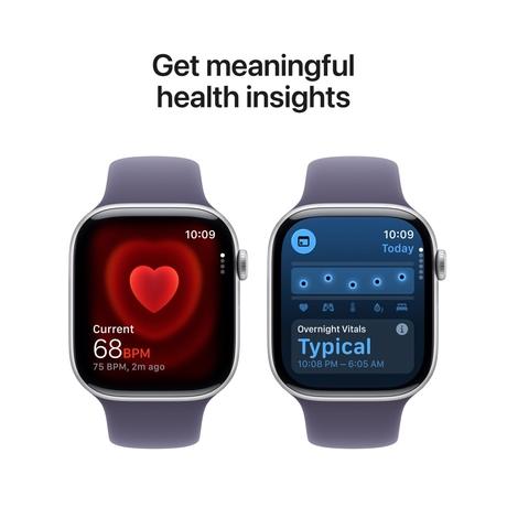 Apple Watch Series 11 GPS + Cellular 46 mm Silver Aluminium Case with Purple Fog Sport Band - M/L-4
