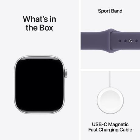 Apple Watch Series 11 GPS + Cellular 46 mm Silver Aluminium Case with Purple Fog Sport Band - M/L-8