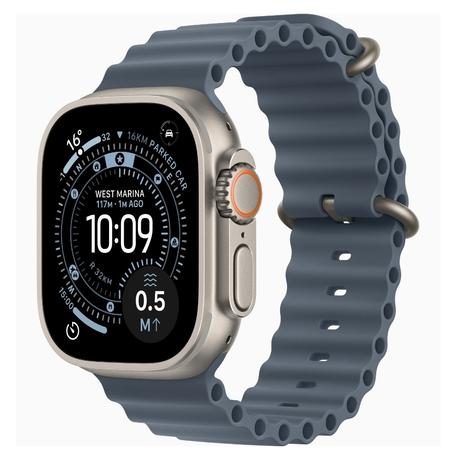 Apple Watch Ultra 3 GPS + Cellular 49 mm Natural Titanium Case with Anchor Blue Ocean Band-0