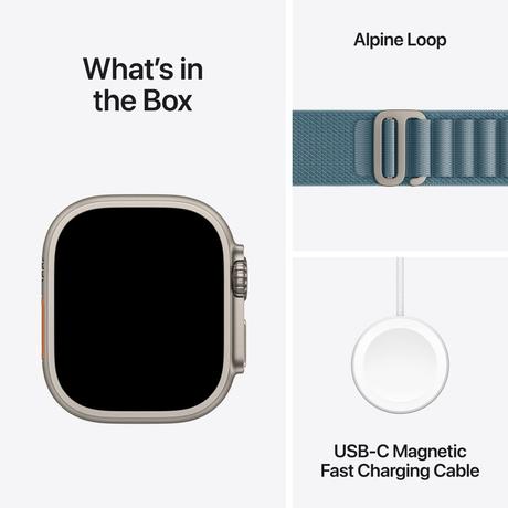 Apple Watch Ultra 3 GPS + Cellular 49 mm Natural Titanium Case with Light Blue Alpine Loop - Medium-7