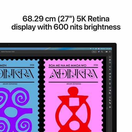 Apple Studio Display 68.29 cm (27 inch) with Nano-texture Glass, Tilt adjustable stand, MFF24HN/A, Glossy Matte-2