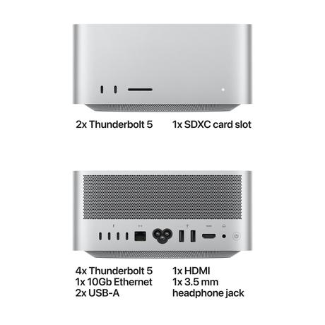 Apple MHL74HN/A Mac Studio (Apple M5 Ultra Chip 30 CPU,64 GPU/96 GB/1 TB SSD/Mac OS Tahoe), Silver-3