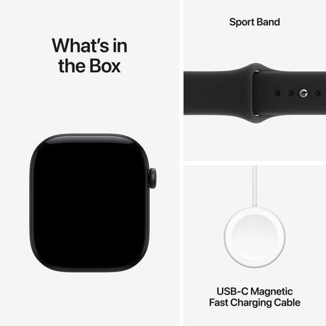 Apple Watch Series 12 GPS 46 mm Black Aluminium Case with Black Sport Band - S/M-8