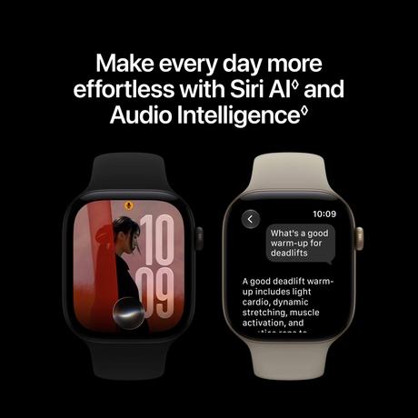Apple Watch Series 12 GPS 46 mm Light Gold Aluminium Case with Sand Sport Band - S/M-6