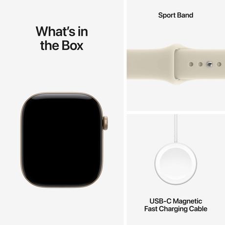 Apple Watch Series 12 GPS 46 mm Light Gold Aluminium Case with Sand Sport Band - M/L-8