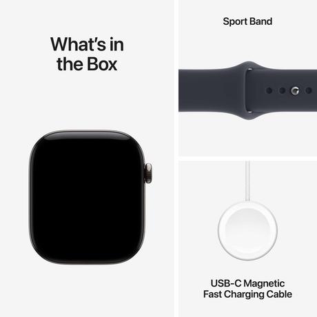 Apple Watch Series 12 GPS + Cellular 46 mm Natural Titanium Case with Navy Blue Sport Band - M/L-8