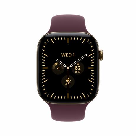 Apple Watch Series 12 GPS + Cellular 46 mm Radiant Gold Titanium Case with Burgundy Sport Band - M/L-2