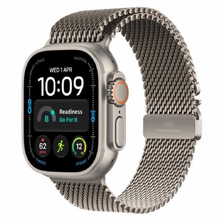 Apple Watch Ultra 4 GPS + Cellular 49 mm Natural Titanium Case with Natural Titanium Milanese Loop - Samll-0