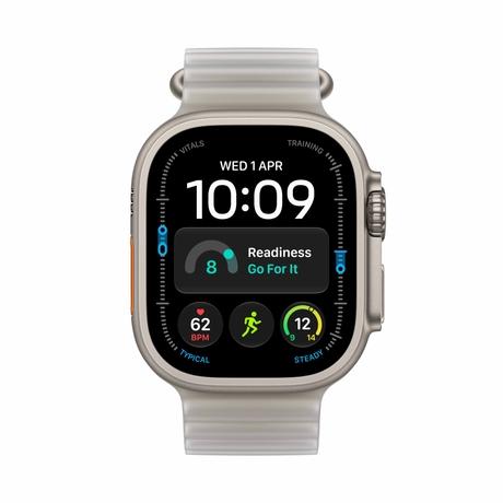 Apple Watch Ultra 4 GPS + Cellular 49 mm Natural Titanium Case Translucent Grey Ocean Band-1
