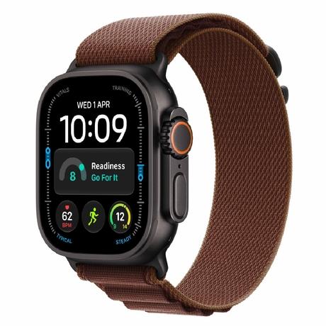 Apple Watch Ultra 4 GPS + Cellular 49 mm Black Titanium Case with Burgundy Alpine Loop - Small-0