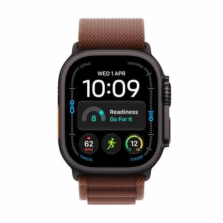 Apple Watch Ultra 4 GPS + Cellular 49 mm Black Titanium Case with Burgundy Alpine Loop - Small-1