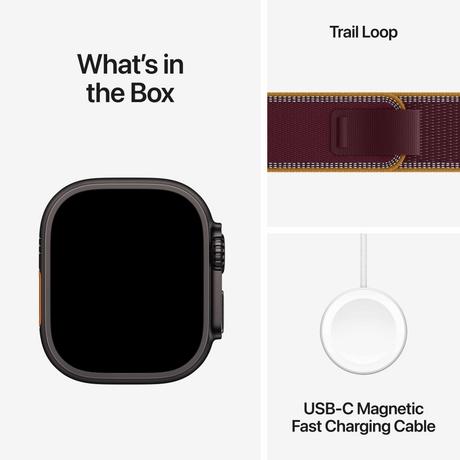 Apple Watch Ultra 4 GPS + Cellular 49 mm Black Titanium Case with Burgundy Trail Loop - S/M-7