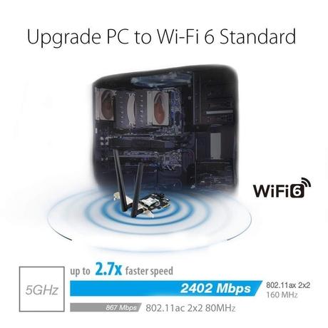 Asus AX3000 Dual Band PCI-E WiFi 6 (802.11ax) Wifi Adapter, Bluetooth 5.0, WPA3 network security, OFDMA and MU-MIMO-4