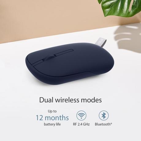 Asus Marshmallow MD100 Wireless Mouse, Quiet Blue, (Solar Blue cover also included)-3