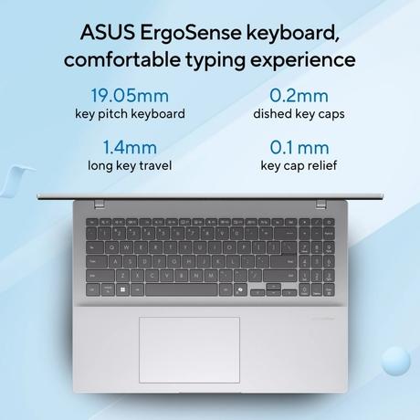 Asus VivoBook 16 X1607CA-MB142WS Thin & Light Laptop (Intel Core Ultra 5 Processor 225H/16 GB/512 GB SSD/Intel Graphics/Windows 11 Home/MSOffice/WUXGA), 40.64 cm - 16 inch, Cool Silver-6