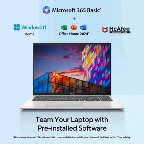 Asus VivoBook 16 X1607CA-MB142WS Thin & Light Laptop (Intel Core Ultra 5 Processor 225H/16 GB/512 GB SSD/Intel Graphics/Windows 11 Home/MSOffice/WUXGA), 40.64 cm - 16 inch, Cool Silver-8