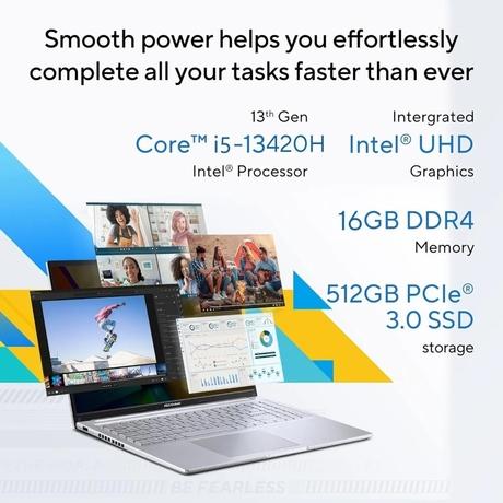 Asus Vivobook 16 X1605VA-MB1627WS Standard Laptop (Intel Core i5-13420H/16 GB/512 GB SSD/Intel UHD Graphics/Windows 11/MSOffice/WUXGA), 40.64 cm - 16 inch, Cool Silver-1