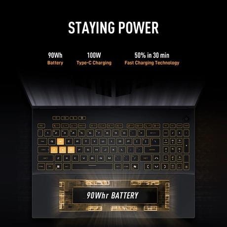 Asus TUF Gaming F16 FX688JPR-QT043WS Gaming Laptop (Intel Core i7 14650HX/32 GB/1 TB SSD/8 GB-NVIDIA GeForce RTX 5070 GPU/Windows 11 Home/Microsoft Office Home 2024/WQXGA), 40.64 cm - 16 inch, Jaeger Gray-2