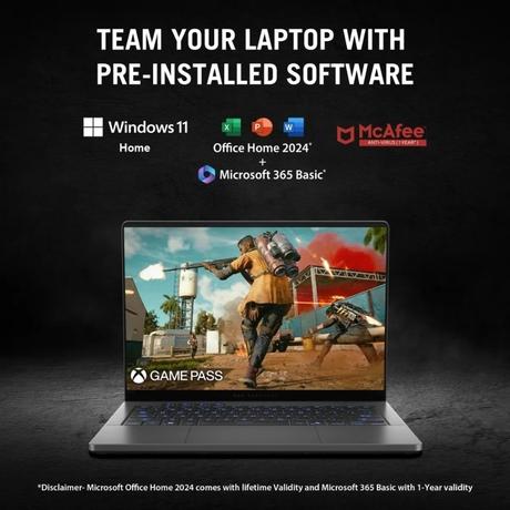 Asus ROG Zephyrus G14 GA403UM-QS007WS Gaming Laptop (AMD Ryzen 9 270/16 GB/1 TB SSD/8 GB-NVIDIA GeForce RTX 5060 GPU /Windows 11 Home/Microsoft Office Home 2024/OLED), 35.81 cm - 14 inch, Eclipse Gray-1