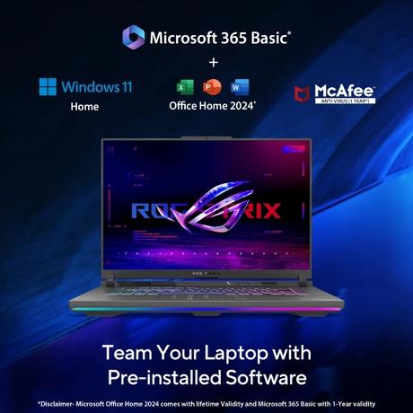 Asus ROG Strix G16 G614PH-RV073WS Gaming Laptop (AMD Ryzen 9 8940HX Processor/16 GB/1 TB SSD /8 GB GDDR7-NVIDIA GeForce GPU/Win 11/MSOffice Home 2024/Full HD), 40.6 cm - 16 inch, Eclipse Gray-5