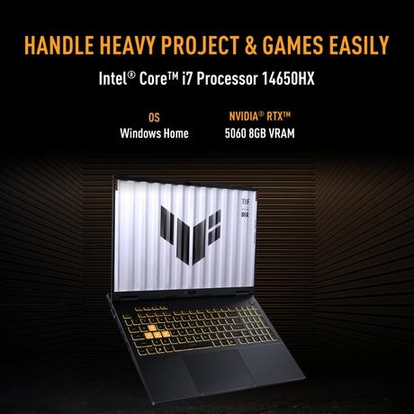 Asus TUF F16 FX608JMI-TU251WS Gaming Laptop (Intel Core i7 14650HX/16 GB/1 TB/RTX5060/Windows 11 Home/Microsoft Office Home 2024), 40.64 cm - 16 inch, Jaeger Gray-4