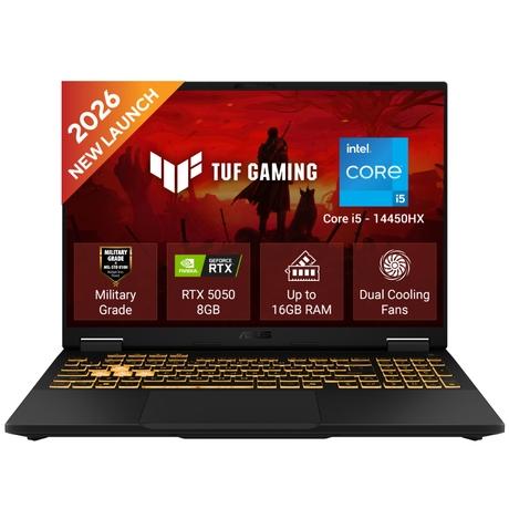 Asus TUF F16 FX688JHI-TU364WS Gaming Laptop (Intel Core i5 14450HX/16 GB/512 GB/RTX5050/Windows 11 Home/Microsoft Office Home 2024), 40.64 cm - 16 inch, Jaeger Gray-0