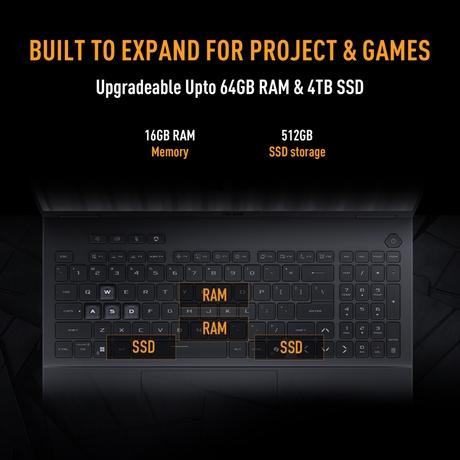 Asus TUF F16 FX688JHI-TU364WS Gaming Laptop (Intel Core i5 14450HX/16 GB/512 GB/RTX5050/Windows 11 Home/Microsoft Office Home 2024), 40.64 cm - 16 inch, Jaeger Gray-2