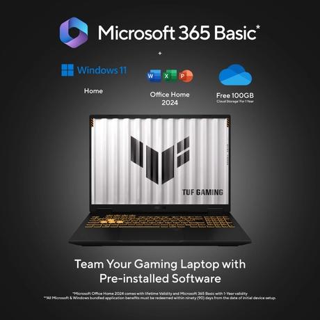Asus TUF F16 FX610JH-TU080WS Gaming Laptop (Intel Core i5 Processor 14450HX/16 GB/512 GB SSD/Rtx5050/Windows 11 Home/MSOffice Home 2024), 40.64 cm - 16 inch, Off Black-13