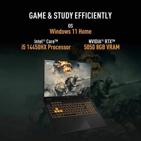 Asus TUF F16 FX610JH-TU080WS Gaming Laptop (Intel Core i5 Processor 14450HX/16 GB/512 GB SSD/Rtx5050/Windows 11 Home/MSOffice Home 2024), 40.64 cm - 16 inch, Off Black-7