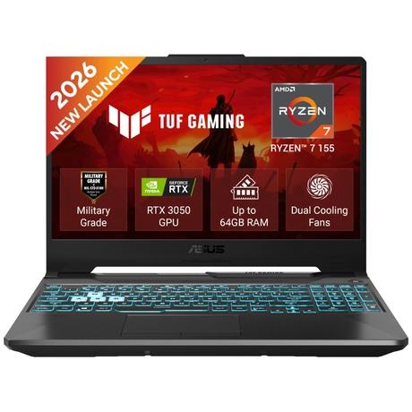 Asus TUF A15 FA506NCG-HN443WS Gaming Laptop (HAWKPOINR76C(HPT2100)/16 GB/512 GB SSD/Rtx3050/Windows 11 Home/MSOffice Home 2024), 39.6 cm - 15.6 inch, Graphite Black-0