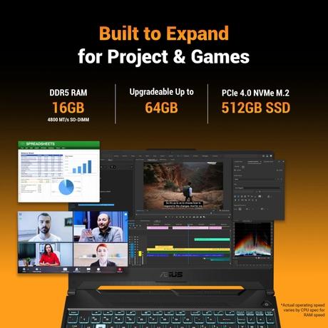 Asus TUF A15 FA506NCG-HN443WS Gaming Laptop (HAWKPOINR76C(HPT2100)/16 GB/512 GB SSD/Rtx3050/Windows 11 Home/MSOffice Home 2024), 39.6 cm - 15.6 inch, Graphite Black-2