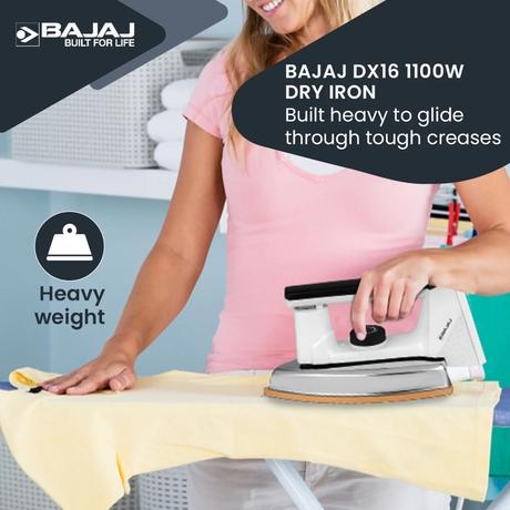 Bajaj DX16 Heavy Weight Dry Iron 1100 W, White-1