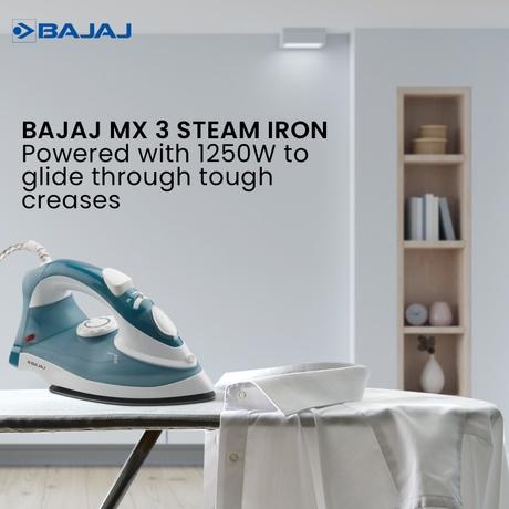 Bajaj MX 3 Neo, 1250 Watts, Steam Iron,180 ML WaterTank, Blue and White-1