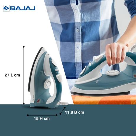 Bajaj MX 3 Neo, 1250 Watts, Steam Iron,180 ML WaterTank, Blue and White-5