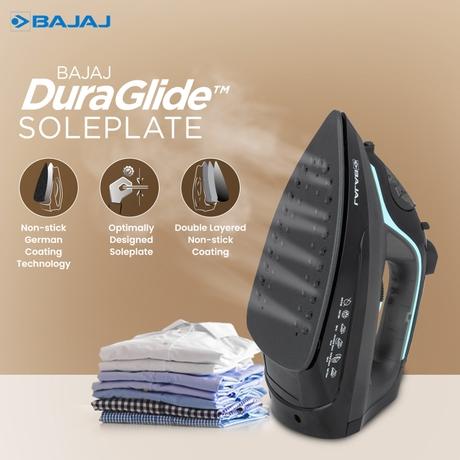Bajaj MX 45 2000 W Steam Iron, 220 ml Tank, 18 g/min Steam, Self-Cleaning, Black & Grey-3